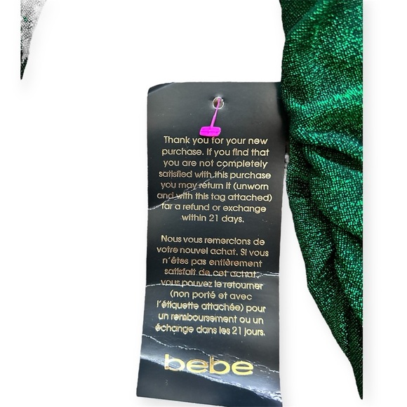 Bebe green long sleeve sparkly ruched mini dress women’s size small - Picture 10 of 12